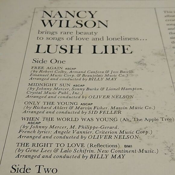 Lush Life/Nancy Wilson Vinyl Record Capitol Records - Picture 5 of 10